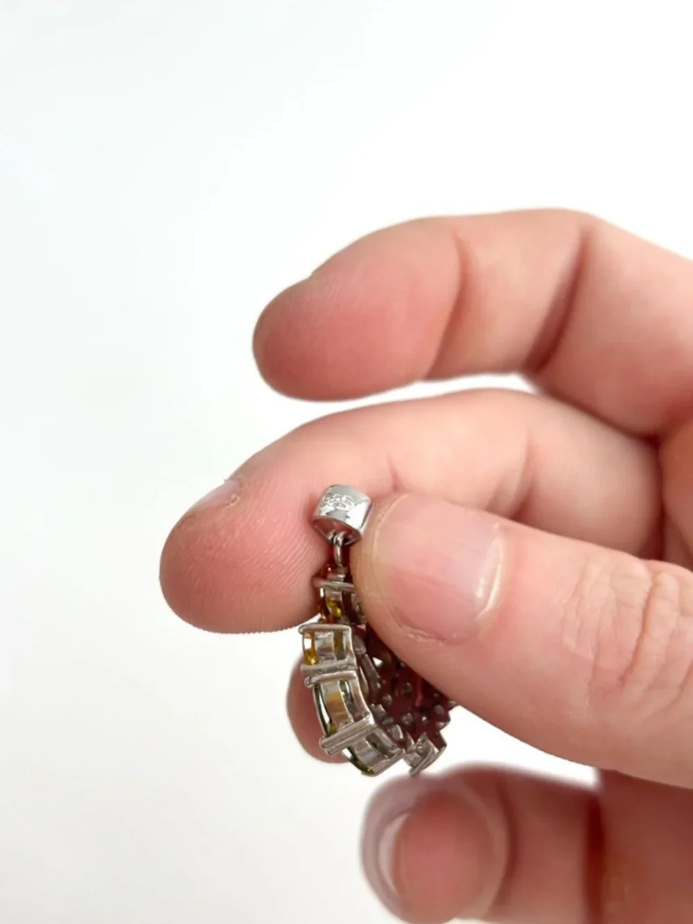 Floral Rainbow Peridot, Citrine, Garnet & CZ Gemstone Vintage Pendant | Charm
